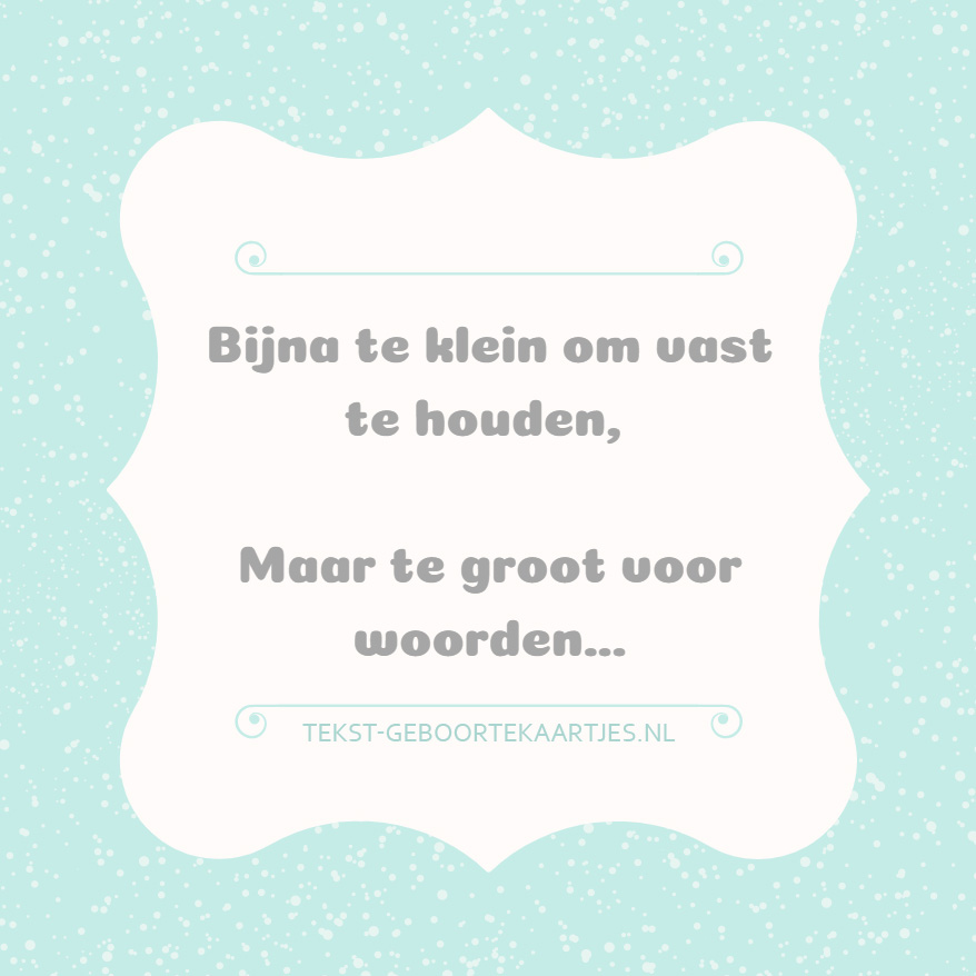 geboorte teksten - Bijna te klein om vast te houden, Maar te groot voor woorden